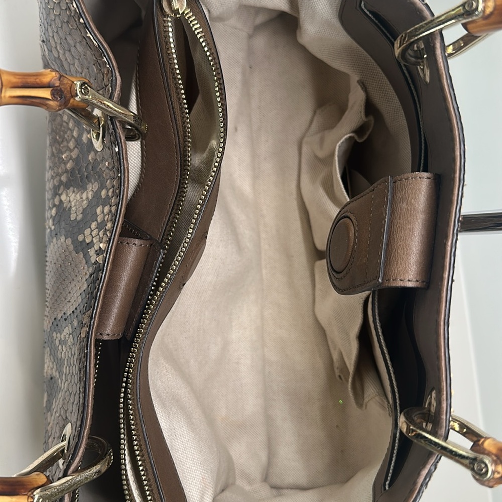 Gucci Python Medium Bamboo Shopper - image 4